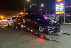 Muscle car being towed away from weekend street racing event. The San Joaquin County Sheriff's Office is holding 88 vehicles confiscated at a Stockton sideshow on Feb. 3.