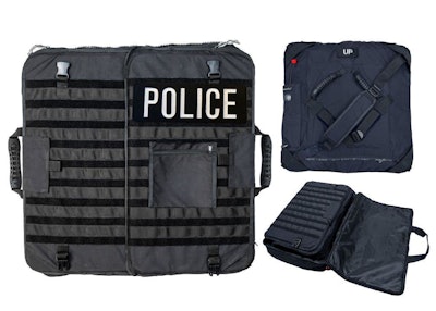 Stop Stick's Bonowi FlexShield is an inflatable ballistic shield that comes with rifle protection hard armor plates. When not inflated, it folds and fits into a discreet carrying case.