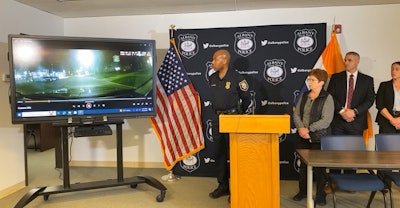 Albany Police Chief Eric Hawkins and Mayor Kathy Sheehan brief the press about a shooting that wounded an Albany officer on April 17, 2024.