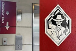 The Regulators are a Los Angeles County Sheriff's deputy subgroup--often called a 'gang'--whose logo allegedly depicts a skeleton in a cowboy hat, as seen here outside the Lynwood jail.