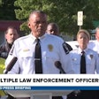 Charlotte-Mecklenburg Police Chief Jonathan Jennings responds to press questions about the killing of three law enforcement officers on April 29, 2024.