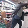 An image taken from body-worn camera video shows the moment when a Boulder, CO, officer was stabbed in the shoulder by a woman refusing to leave a grocery store earlier this week.