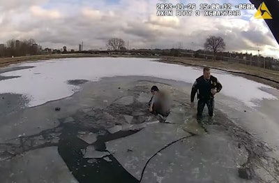 Sgt. Jeremy Depies and Officer Ashley Bergersen of the Minneapolis Police Department rescue a 4-year-old boy from an icy pond.