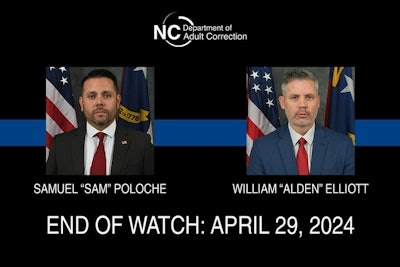 Officer Alden Elliott and Officer Sam Poloche were both 14-year veterans of the North Carolina Department of Adult Correction. Both were killed Monday April 29, 2024, while serving on a fugitive task force. They were serving a warrant in Charlotte when the target of the warrant shot them. Two other officers were also killed.