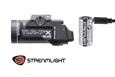 The new TLR-7 X sub runs off either a CR123A or a lithium-ion rechargeable battery pack.
