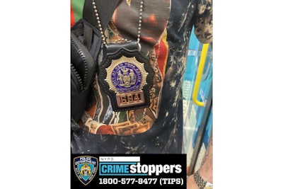 The NYPD says a man posed as a detective in the subway system using this badge and pepper sprayed a rider.