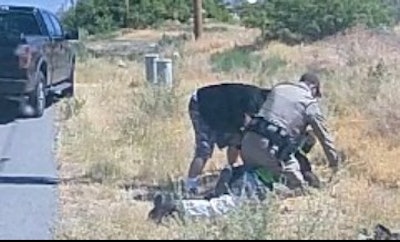 A 'private citizen' stopped to aid a Nye County (Nevada) Sheriff's Deputy who was involved in a struggle with a suspect Tuesday.