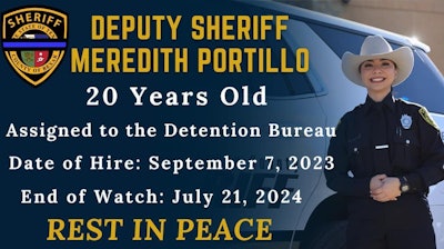 Bexar County (Texas) Sheriff's Deputy Meredith Portillo was killed Sunday in an off-duty crash.