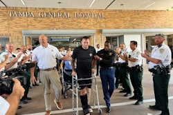Deputy Kalin Hall of the Hillsborough County (Florida) Sheriff's Office left the hospital Saturday after being run over during a traffic stop. The deputy suffered a broken leg and an injured ankle.