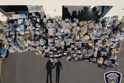 Drone image of the reportedly stolen Lego kits Springfield, Oregon, investigators recovered at a Eugene retailer.