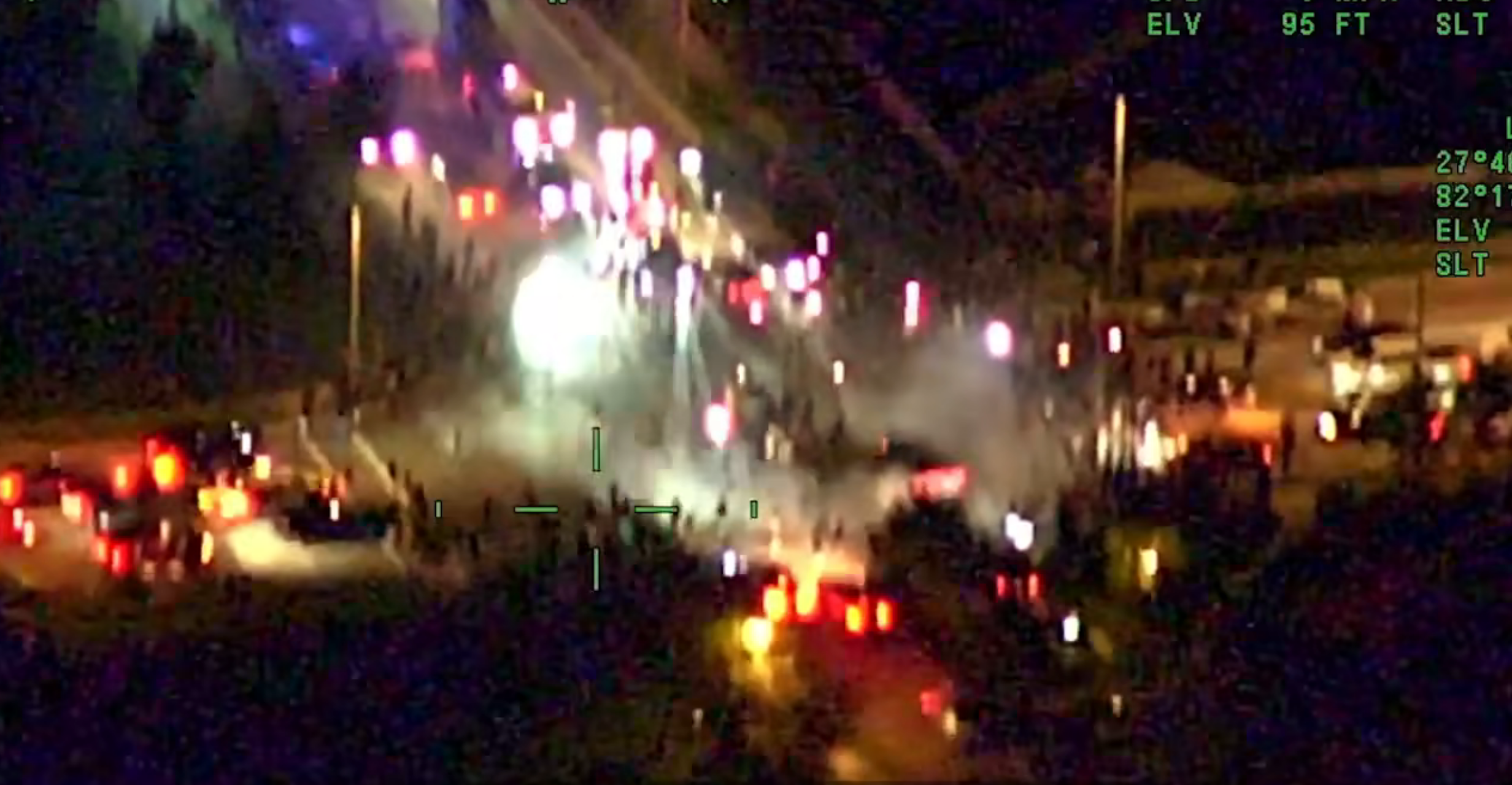 Helicopter view of sideshow in Riverside, Florida, the night of August 31, 2024.
