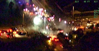 Helicopter view of sideshow in Riverside, Florida, the night of August 31, 2024.