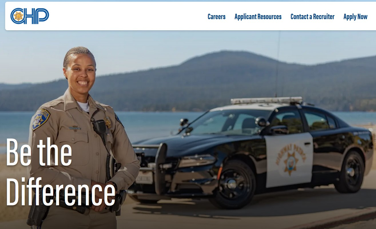 Screen shot from recruiting section of California Highway Patrol website.