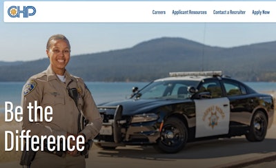 Screen shot from recruiting section of California Highway Patrol website.
