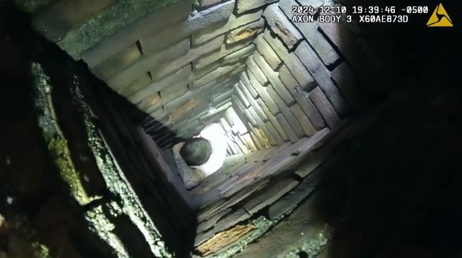 A suspect tried to escape Fall River, Massachusetts, Police officers Tuesday night by hiding in a chimney. He got stuck and had to be rescued.