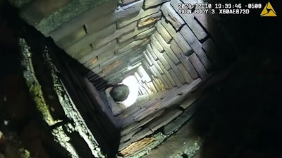 A suspect tried to escape Fall River, Massachusetts, Police officers Tuesday night by hiding in a chimney. He got stuck and had to be rescued.