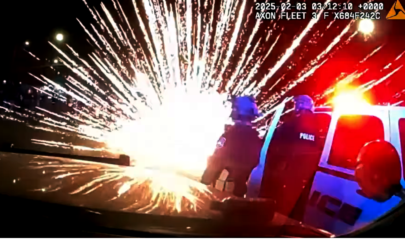 Police video shows when fireworks exploded near officers during a protest in Glendale, Arizona. A teen is now indicted as an adult on 22 counts for attacking officers with fireworks.