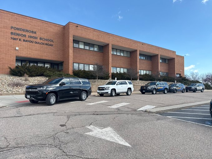 An SRO at Ponderosa High School in Douglas County, Colorado, stopped a student from taking a suspicious device into the building, officials say.