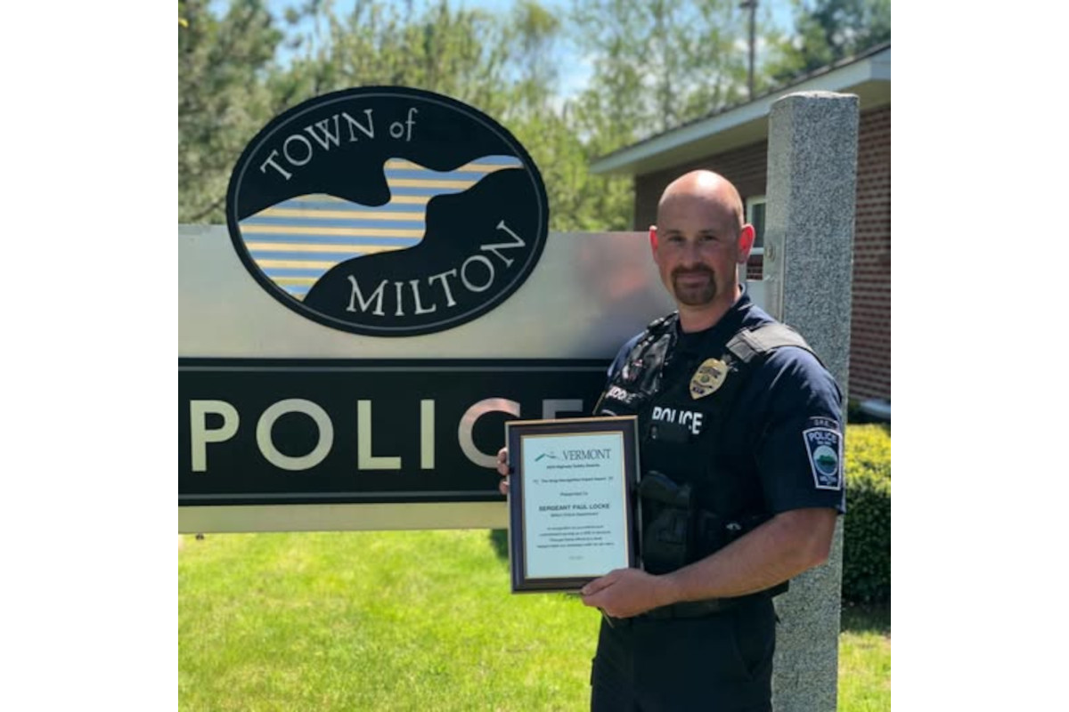 Sergeant Paul Locke of the Milton (Vermont) Police Department. Locke was saved by his vest when he was shot responding to a house fire.