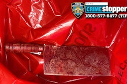 Official NYPD photo of meat cleaver used to slash four girls, police say. The suspect was shot and wounded by officers, ending the attack.
