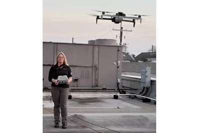 A member of the Verizon Frontline Crisis Response Team operates a drone in support of first responders.
