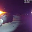 Video release by the Goodyear (Arizona) Police Department shows the perspective of the officer approaching the buring car.