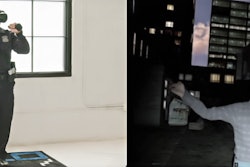 Officer working a scenario in MILO VR and the computer-generated character he is interacting with. The AR option for MILO VR makes such scenarios more realistic.