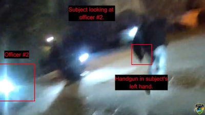 Body-worn video shows the man armed with a handgun.