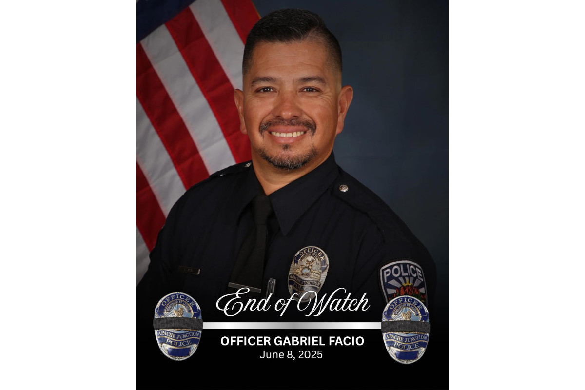 Officer Gabriel Faccio of the Apache Junction Police Department died Sunday, six days after he was critically wounded in a shooting.