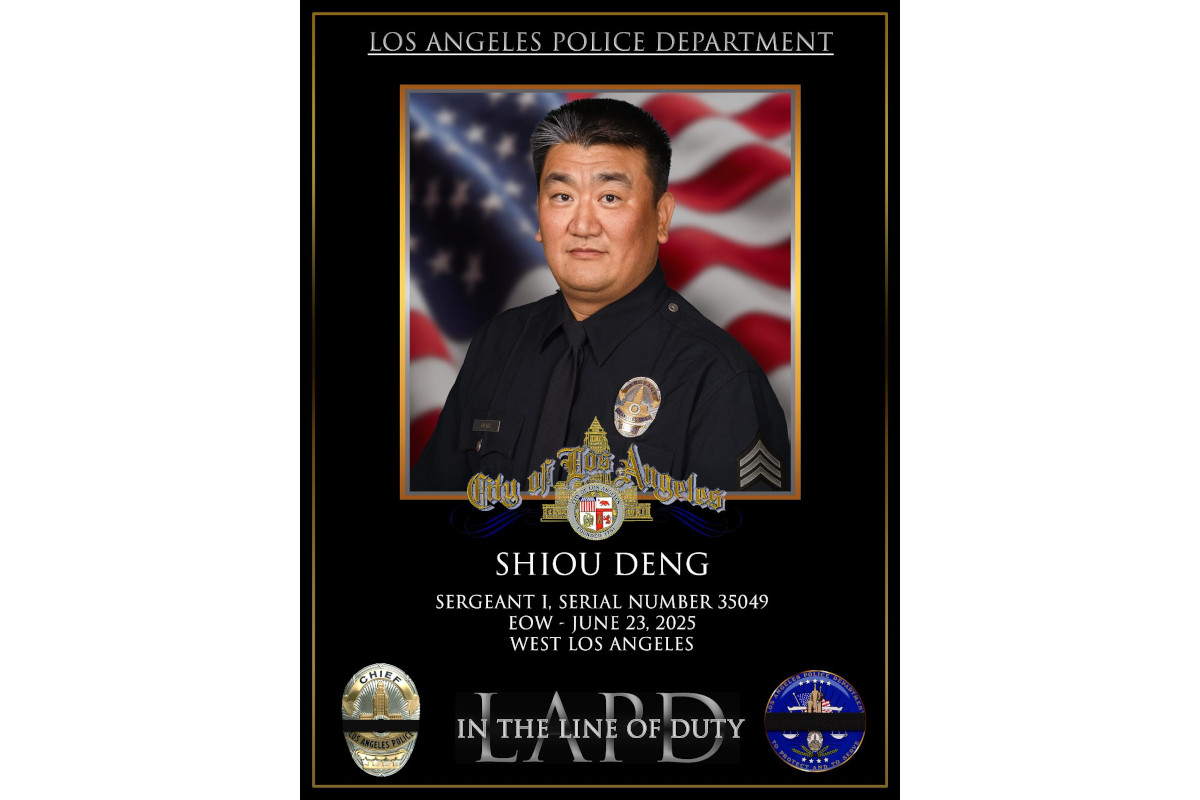 Sergeant Shiou Deng served with the LAPD for 26 years until he was killed Monday.