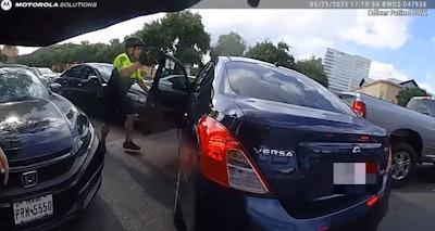 A Houston Police sergeant who was pinned inside a suspect's vehicle shot and critically wounded the suspect.