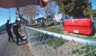The AG points out, as can be seen in the picture, if the teen had reached the fence, he would have been able to use the knife to attack the officer without having to climb on or over or otherwise interact with the fence. The officer’s position meant the fence would not have protected the officer from a knife attack, the investigation found.